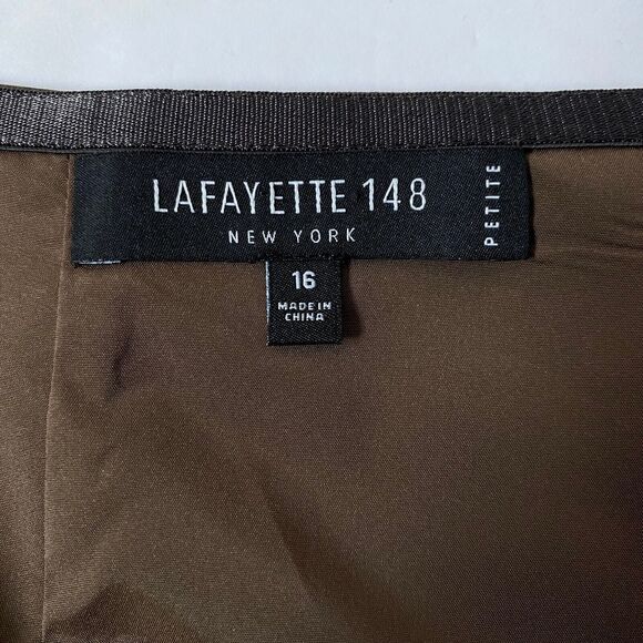 Lafayette 148 New York Suit Skirt Womens Size 16 Petite Brown Pencil Lined NWOT - Picture 3 of 11